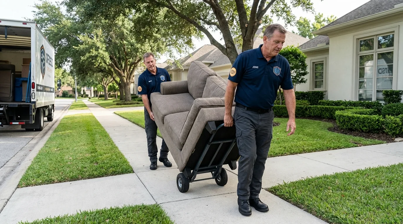 Local residential moving crew loading furniture in Wilburton, OK